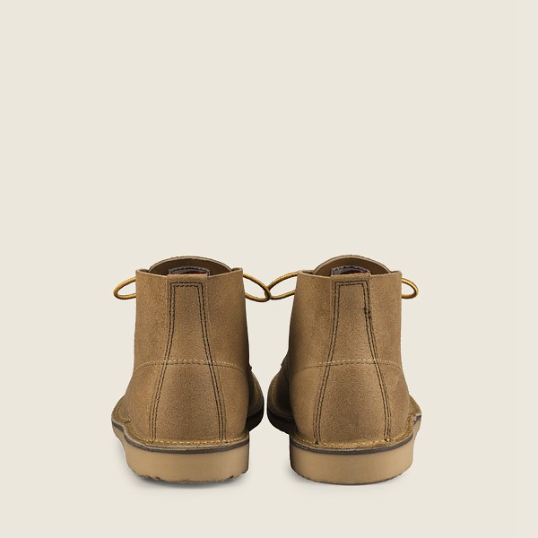 Red Wing Heritage Shoes Khaki - Red Wing Mens Weekender - Chukka Muleskinner Leather - TAIQK-2053